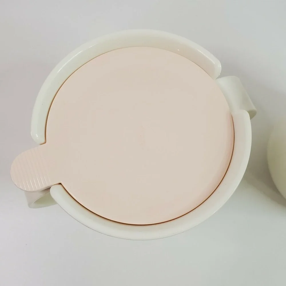 Vintage Tupperware 12 Ounce Creamer & 10 Ounce Sugar Bowl Set Pink Lids